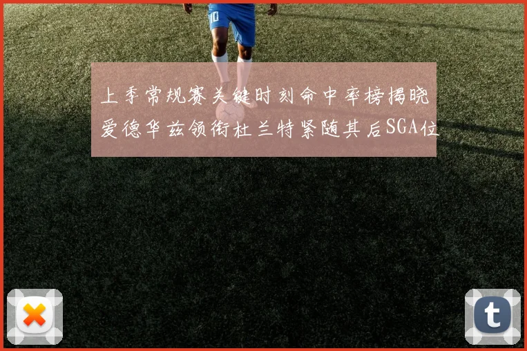 上季常规赛关键时刻命中率榜揭晓爱德华兹领衔杜兰特紧随其后SGA位列第五